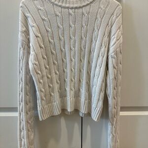 GAP Cream Cable Knit Turtleneck Sweater